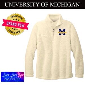 UNIVERSITY OF MICHIGAN (UofM) White Port Authority® Cozy 1/4-Zip Fleece. NWT 🐺